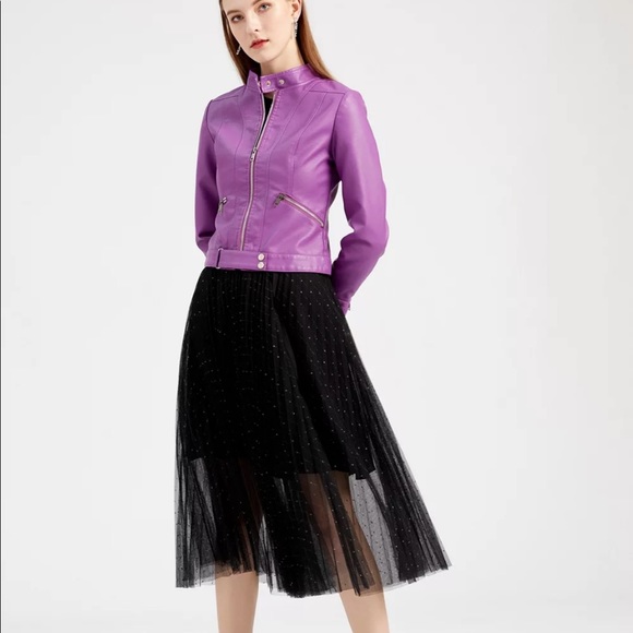 🎉New Fall Fashion Motto Biker PU Leather Jacket - Picture 9 of 13